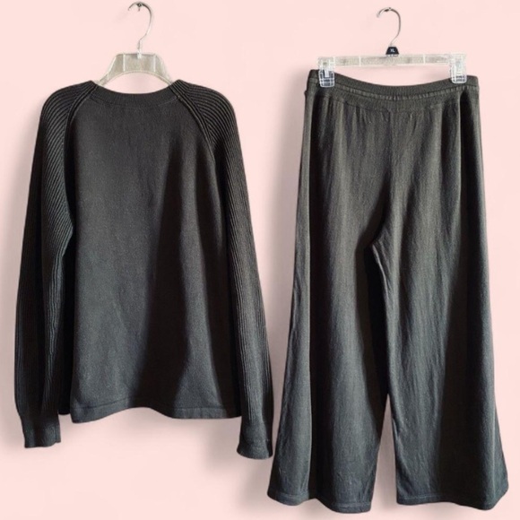 Vince Knit Sweater Pants set Sz Small Green Wide Leg Cropped Outfit - Picture 2 of 14